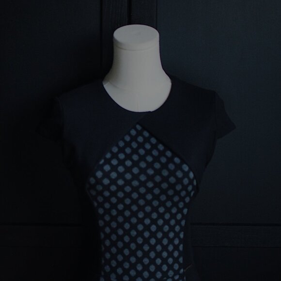 COCO & tashi | Ponte Black Polka Dot Cap Sleeve Dress - Picture 3 of 7